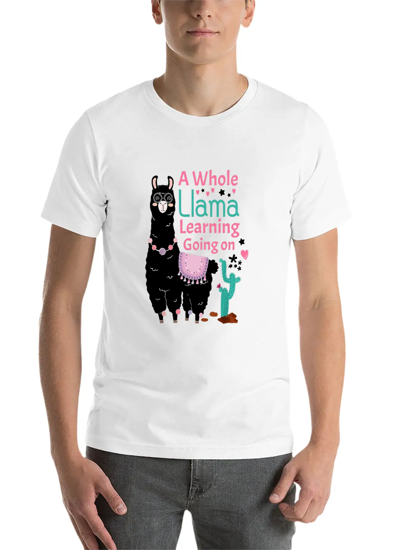Llama Shirt A Whole Llama Learning Going On Teache Relaxed Everyday Tee – Lightweight And Durable Cotton