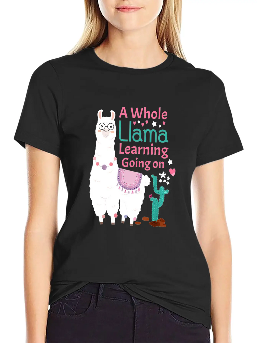 Llama Shirt A Whole Llama Learning Going On Teache Relaxed Everyday Tee – Lightweight And Durable Cotton