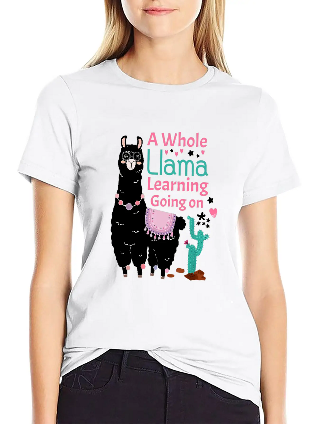 Llama Shirt A Whole Llama Learning Going On Teache Relaxed Everyday Tee – Lightweight And Durable Cotton