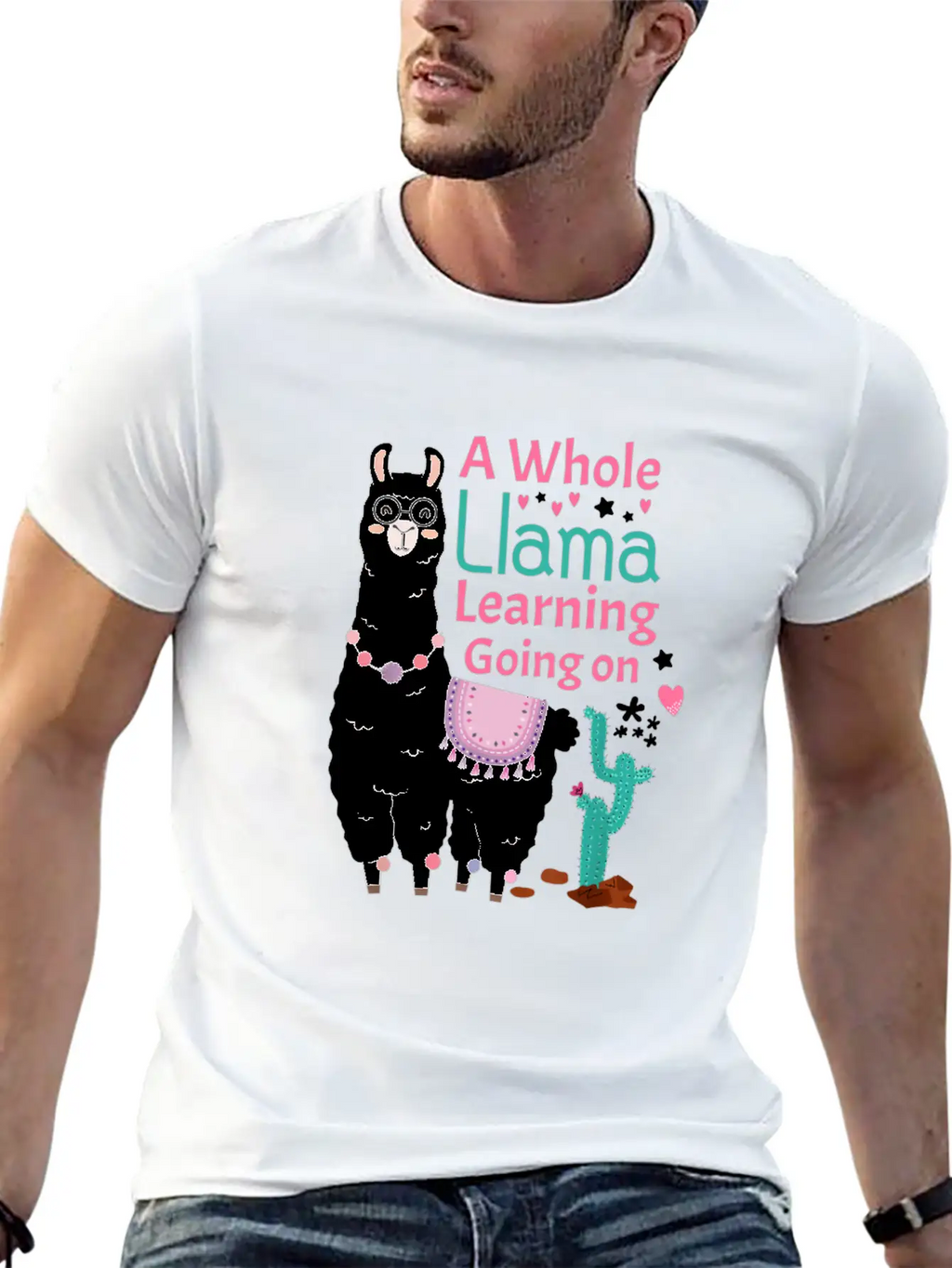 Llama Shirt A Whole Llama Learning Going On Teache Relaxed Everyday Tee – Lightweight And Durable Cotton