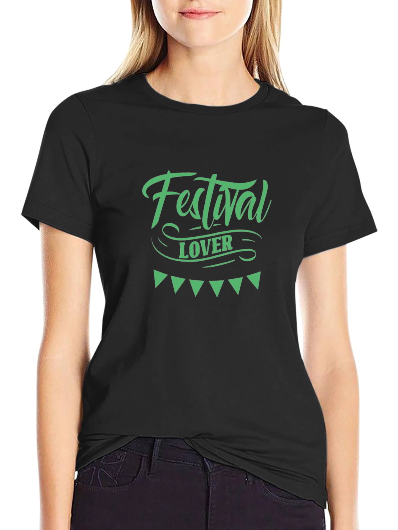 Festival Lover Graphic Tee - Black Cotton T-Shirt