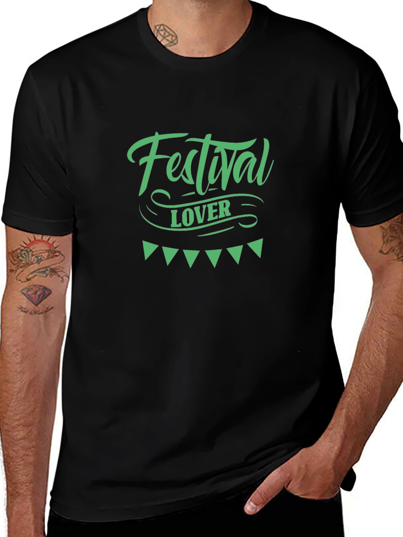 Festival Lover Graphic Tee - Black Cotton T-Shirt