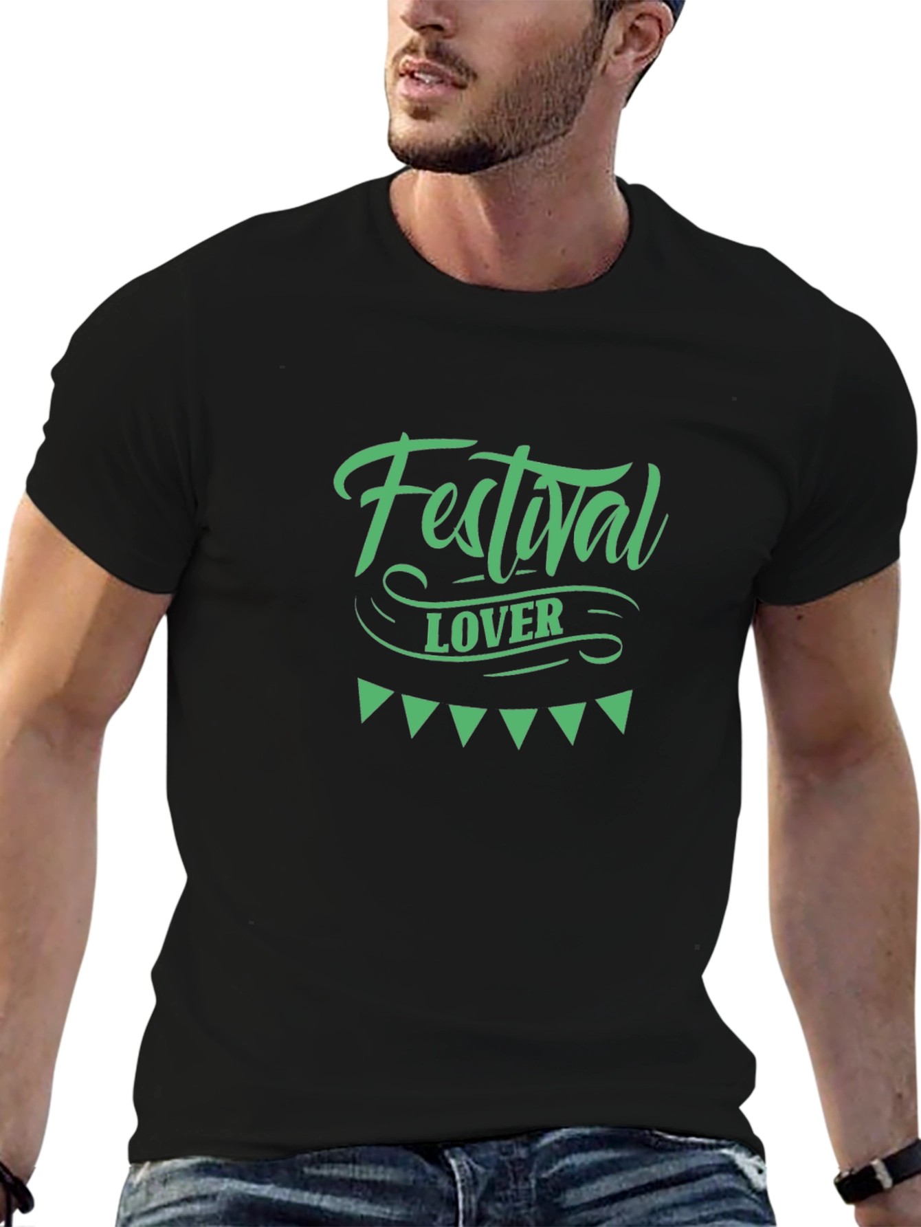 Festival Lover Graphic Tee - Black Cotton T-Shirt