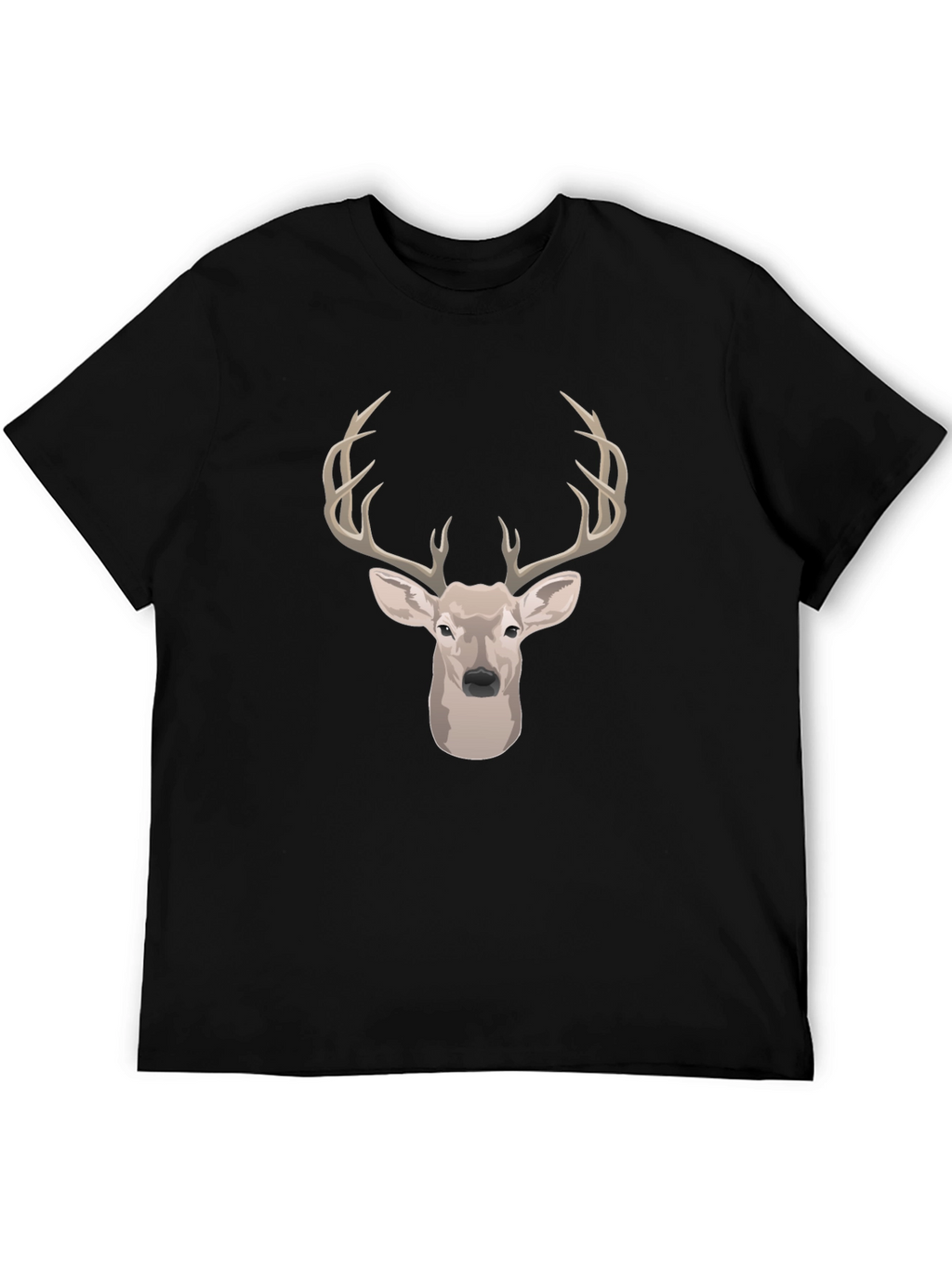 Deer Head Graphic Print Black T-Shirt