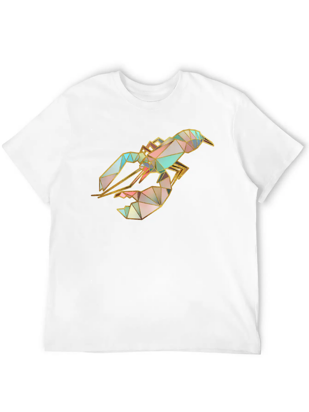 Lobster Geometric Gold Lines Essential Cotton Tee For Daily Outfits – Unisex Style
