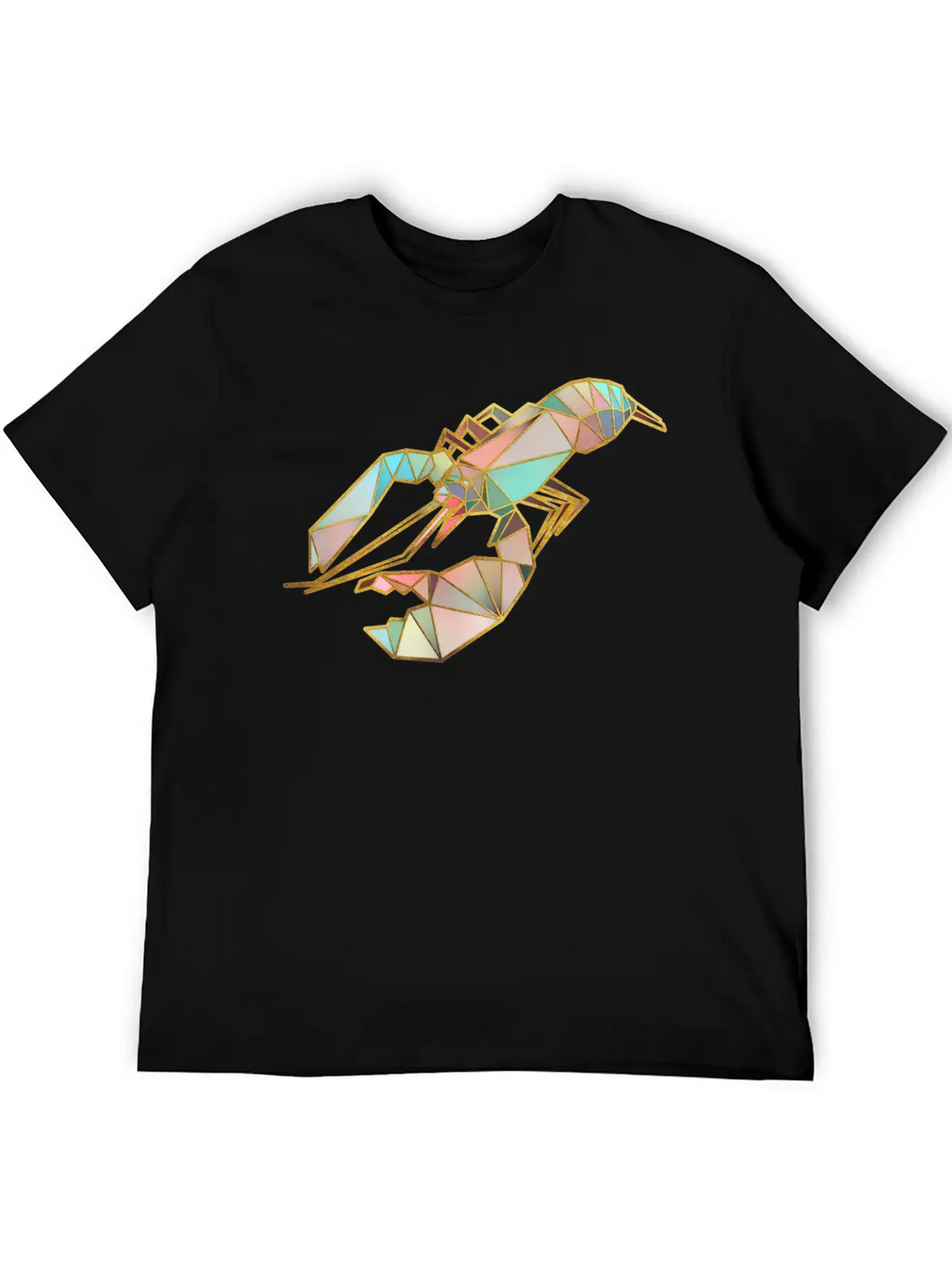 Lobster Geometric Gold Lines Essential Cotton Tee For Daily Outfits – Unisex Style