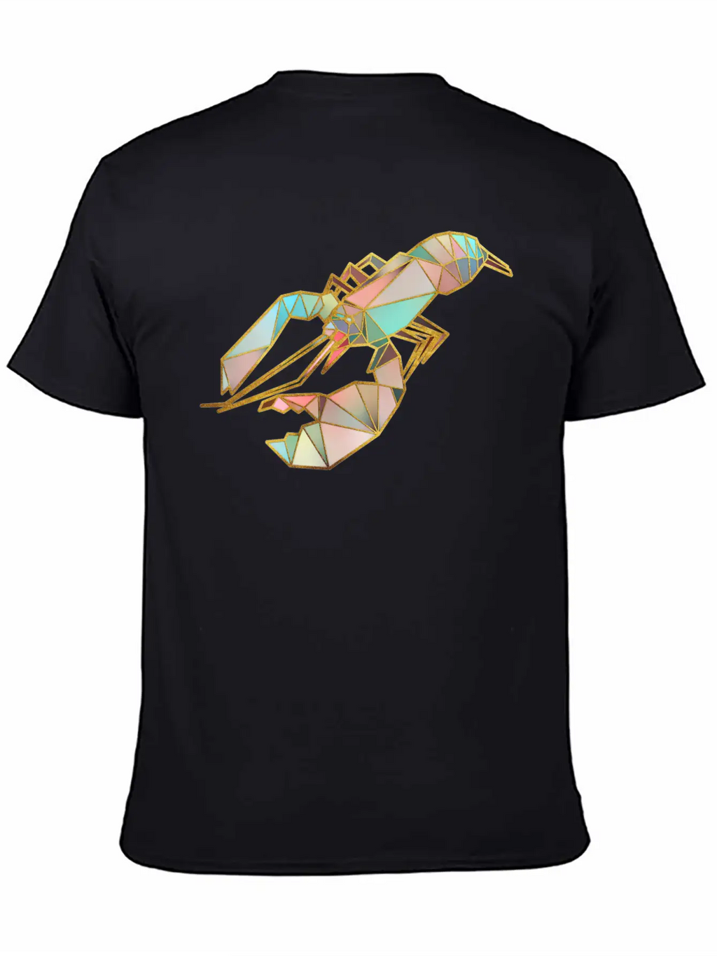 Lobster Geometric Gold Lines Essential Cotton Tee For Daily Outfits – Unisex Style