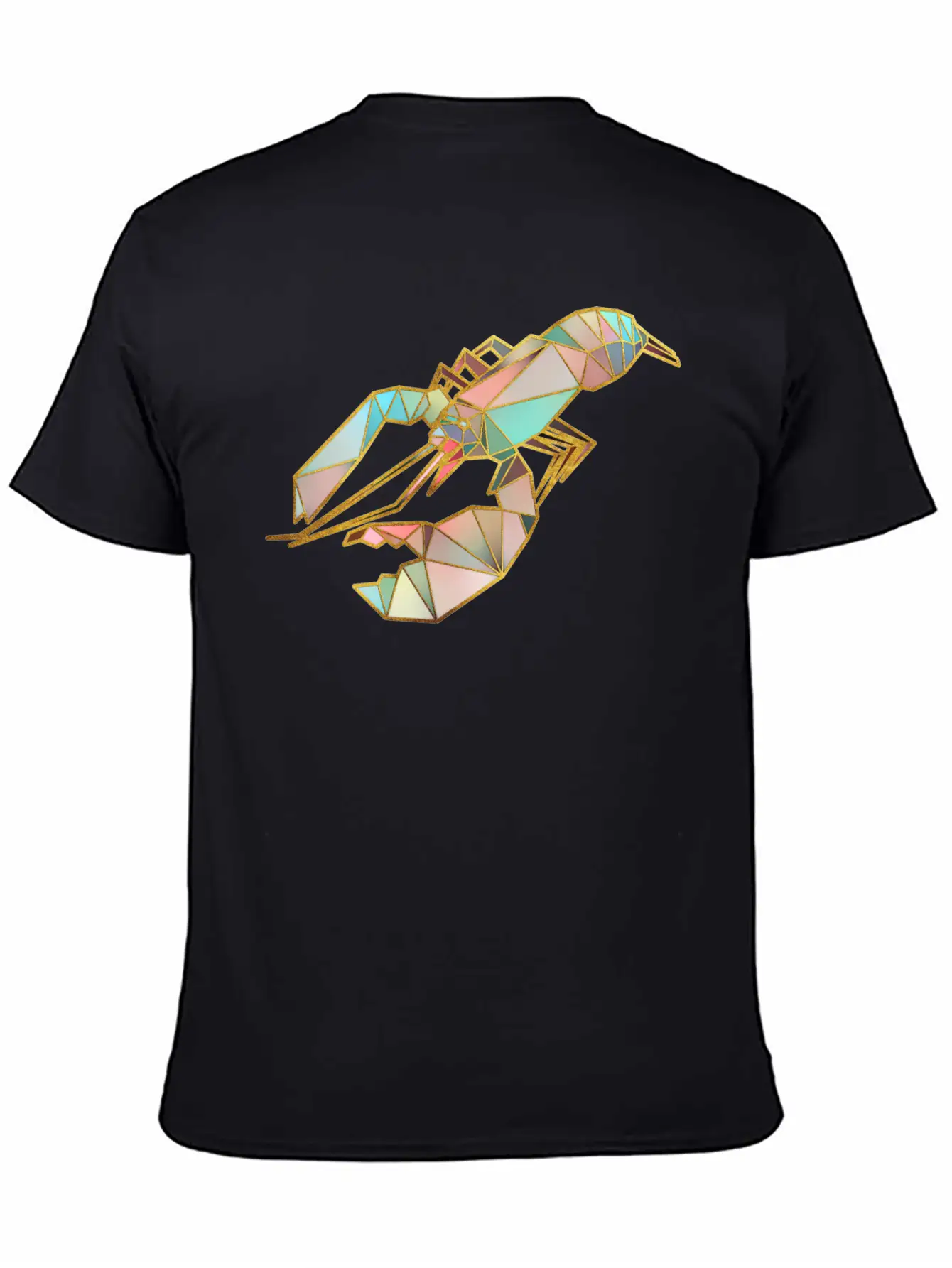 Lobster Geometric Gold Lines Essential Cotton Tee For Daily Outfits – Unisex Style