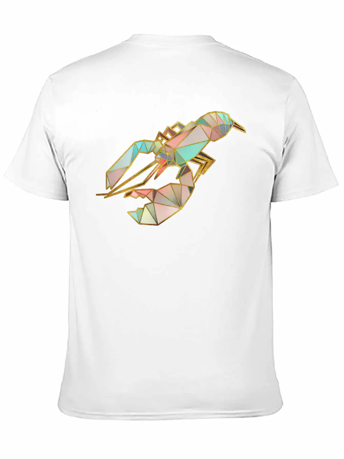 Lobster Geometric Gold Lines Essential Cotton Tee For Daily Outfits – Unisex Style