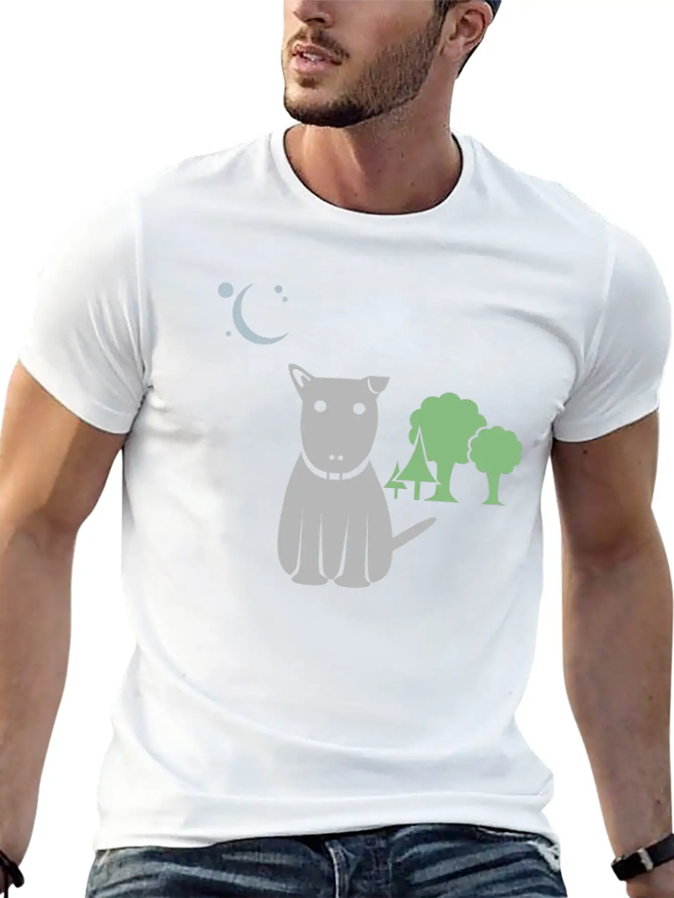 Lost Dog At Night Breathable Graphic T-Shirt – Perfect For Casual Days