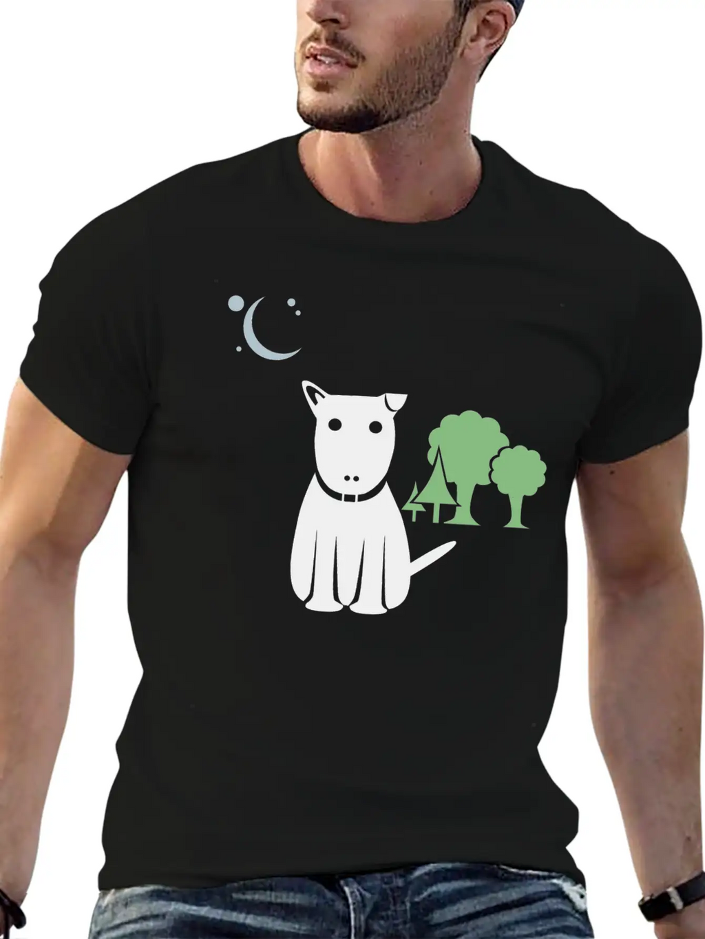 Lost Dog At Night Breathable Graphic T-Shirt – Perfect For Casual Days