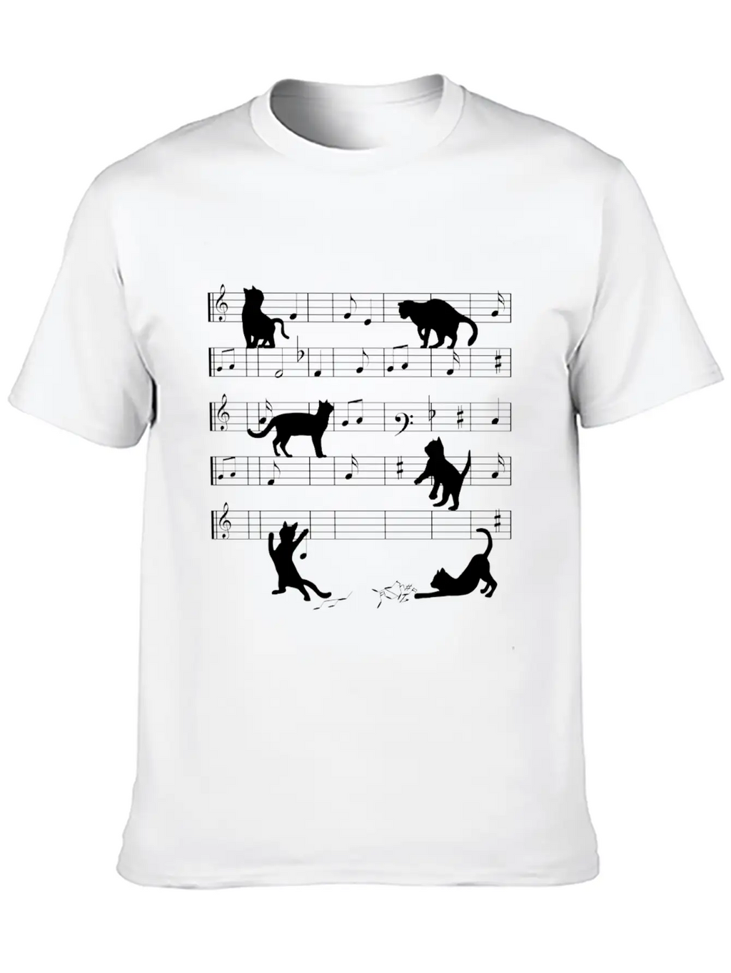 Love Cat Playing On Musical Notes Musician Classic Cotton Tee – Unisex Comfort For Any Season