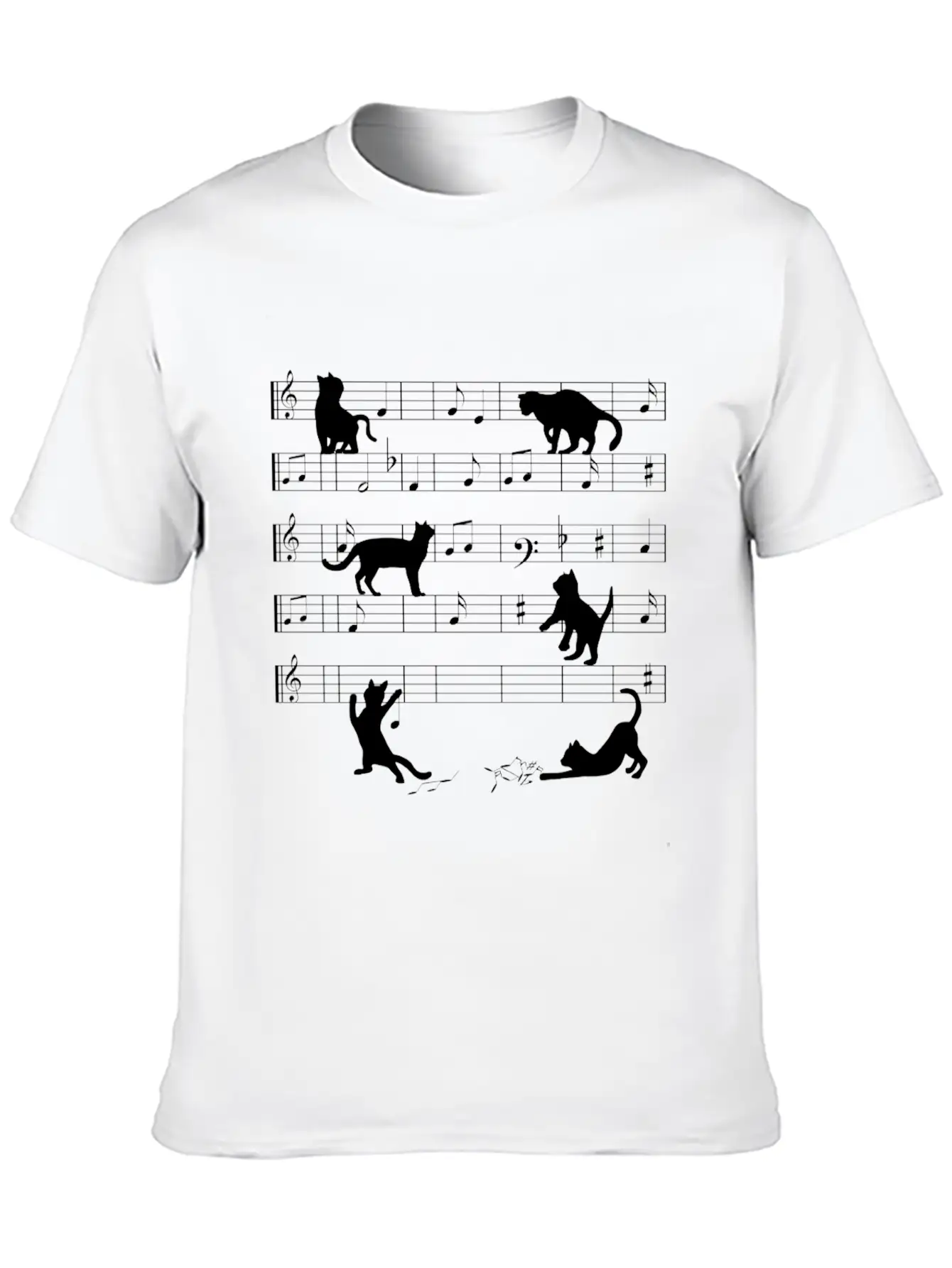 Love Cat Playing On Musical Notes Musician Classic Cotton Tee – Unisex Comfort For Any Season