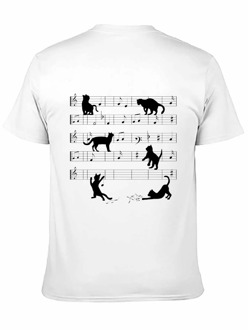 Love Cat Playing On Musical Notes Musician Classic Cotton Tee – Unisex Comfort For Any Season