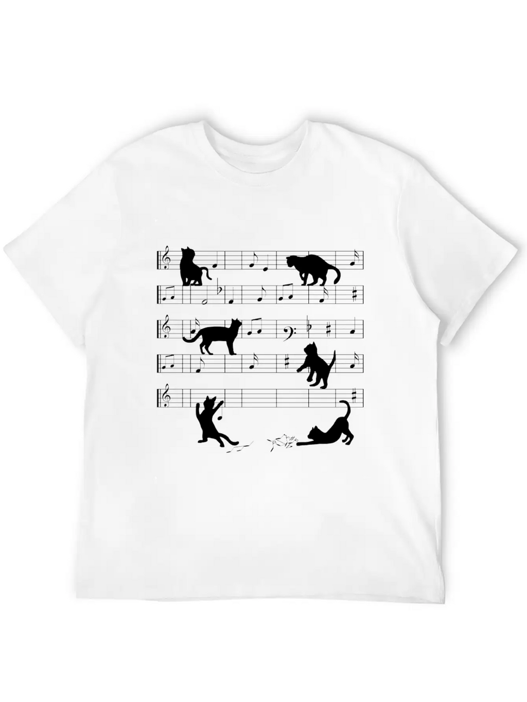 Love Cat Playing On Musical Notes Musician Classic Cotton Tee – Unisex Comfort For Any Season