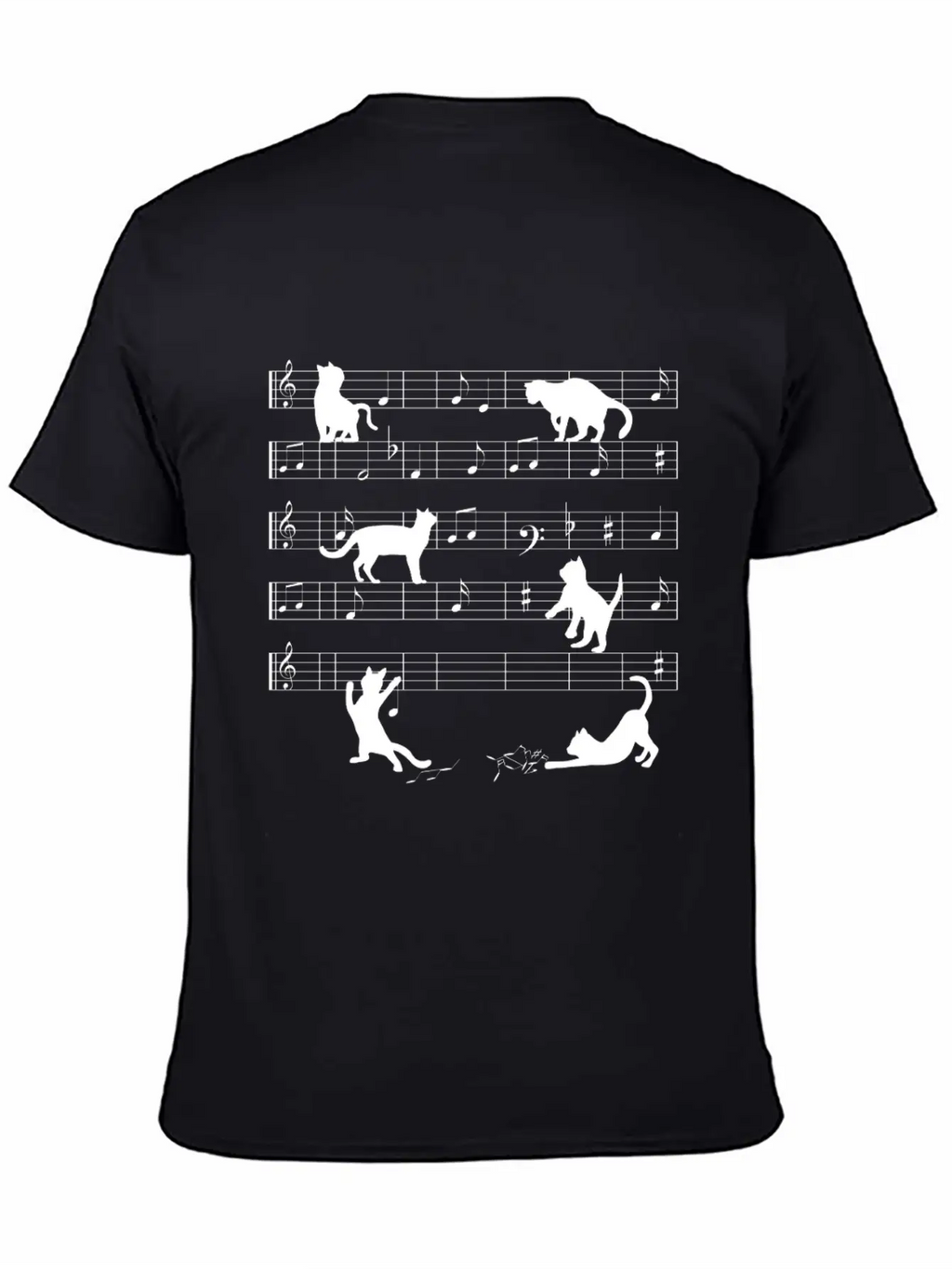 Love Cat Playing On Musical Notes Musician Classic Cotton Tee – Unisex Comfort For Any Season