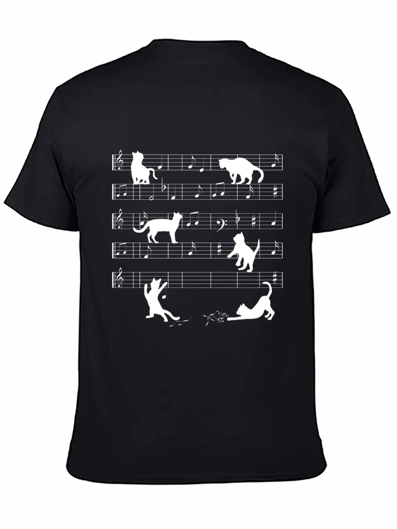 Love Cat Playing On Musical Notes Musician Classic Cotton Tee – Unisex Comfort For Any Season