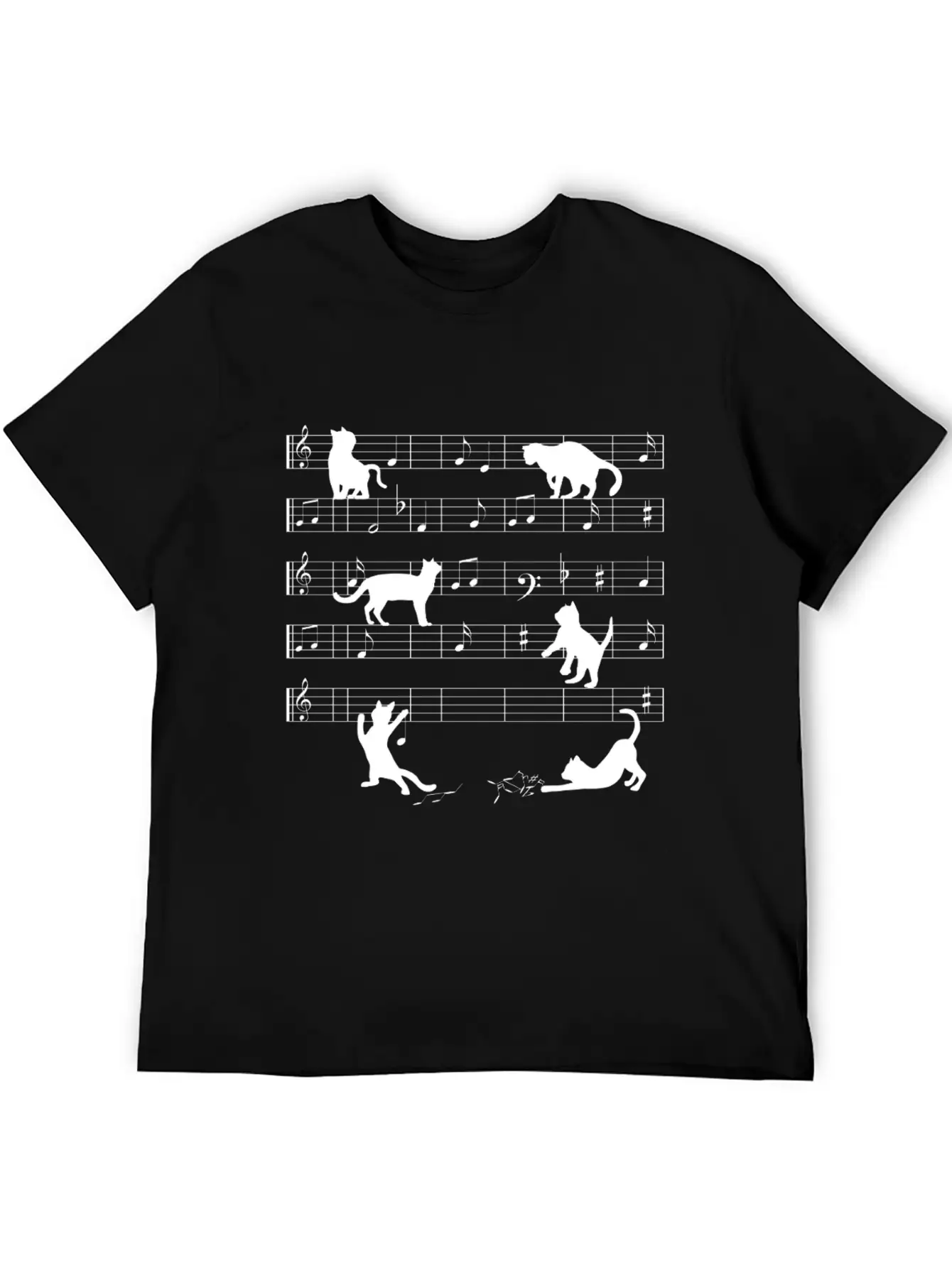 Love Cat Playing On Musical Notes Musician Classic Cotton Tee – Unisex Comfort For Any Season