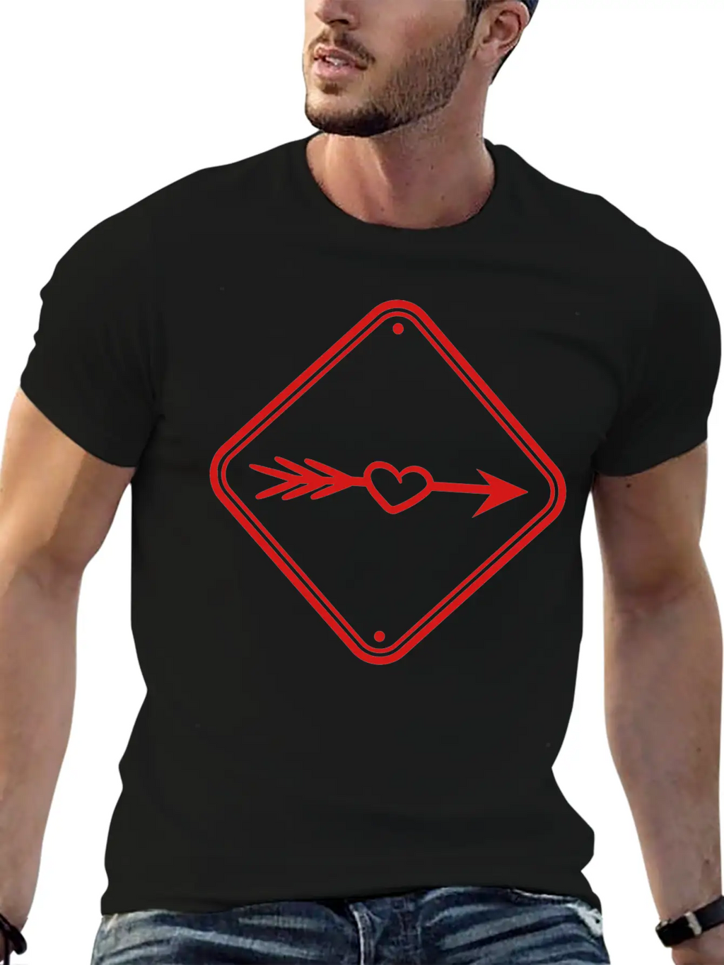 Love Eros Arrow Sign Hint Alert Beware Caution In Timeless Short Sleeve Tee – Comfy And Minimalist Design