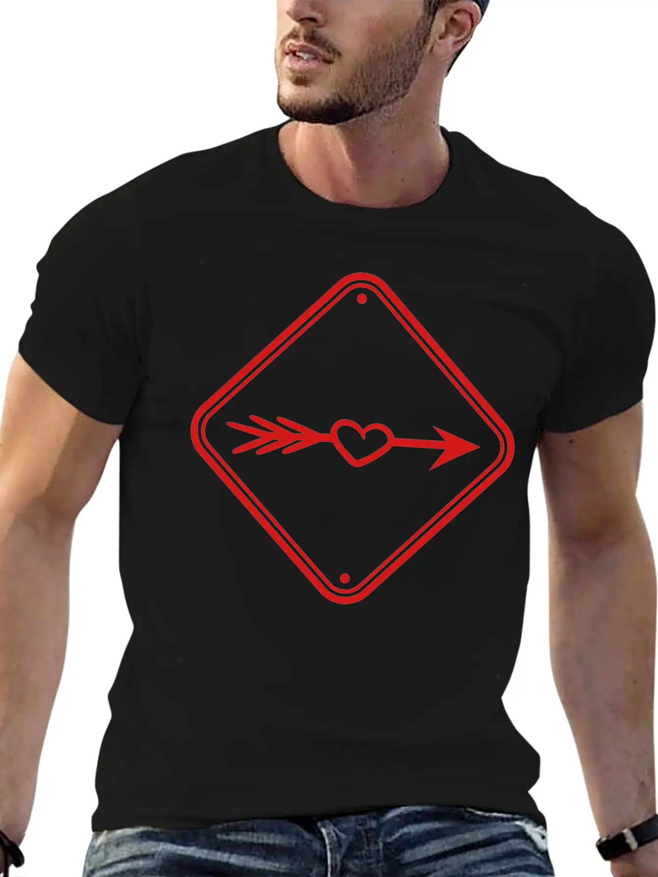 Love Eros Arrow Sign Hint Alert Beware Caution In Timeless Short Sleeve Tee – Comfy And Minimalist Design