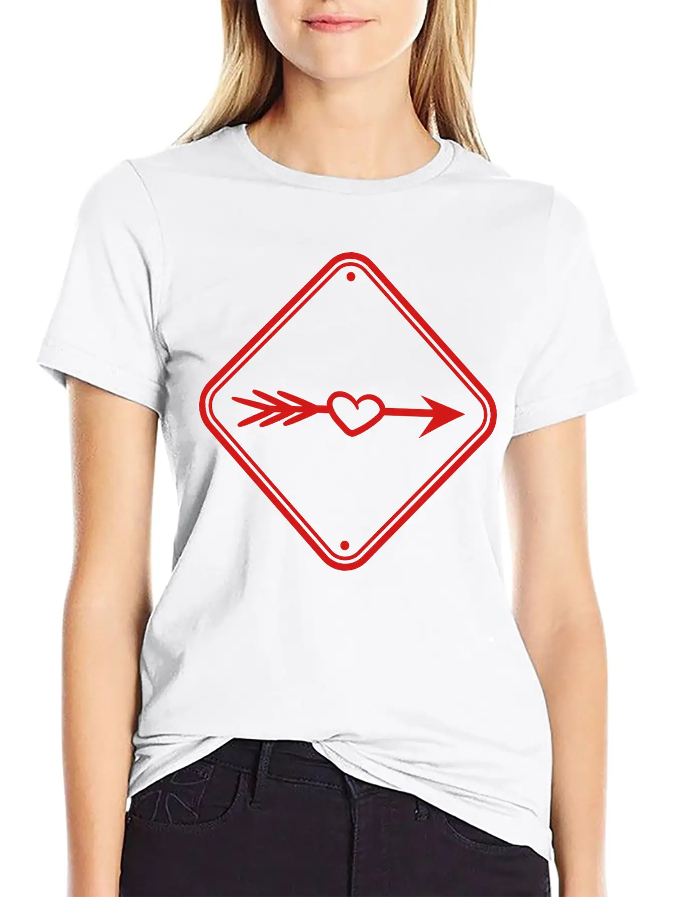 Love Eros Arrow Sign Hint Alert Beware Caution In Timeless Short Sleeve Tee – Comfy And Minimalist Design