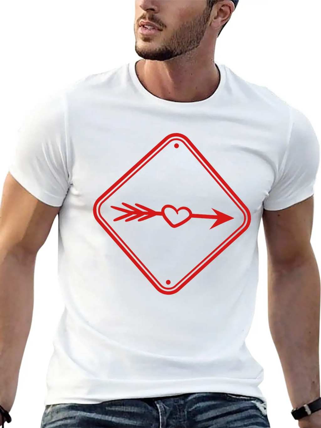 Love Eros Arrow Sign Hint Alert Beware Caution In Timeless Short Sleeve Tee – Comfy And Minimalist Design