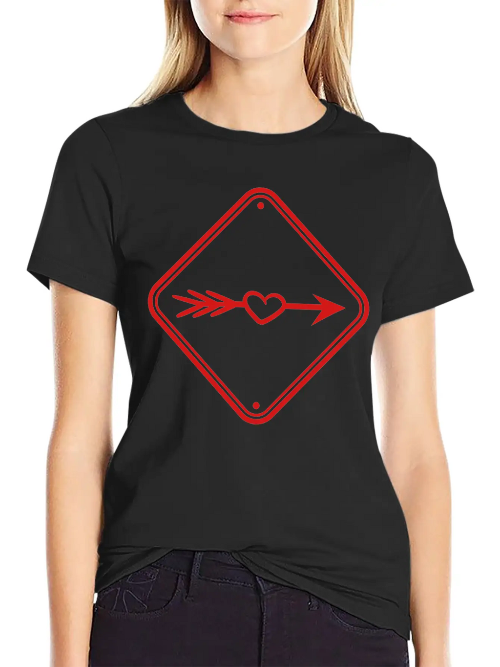 Love Eros Arrow Sign Hint Alert Beware Caution In Timeless Short Sleeve Tee – Comfy And Minimalist Design