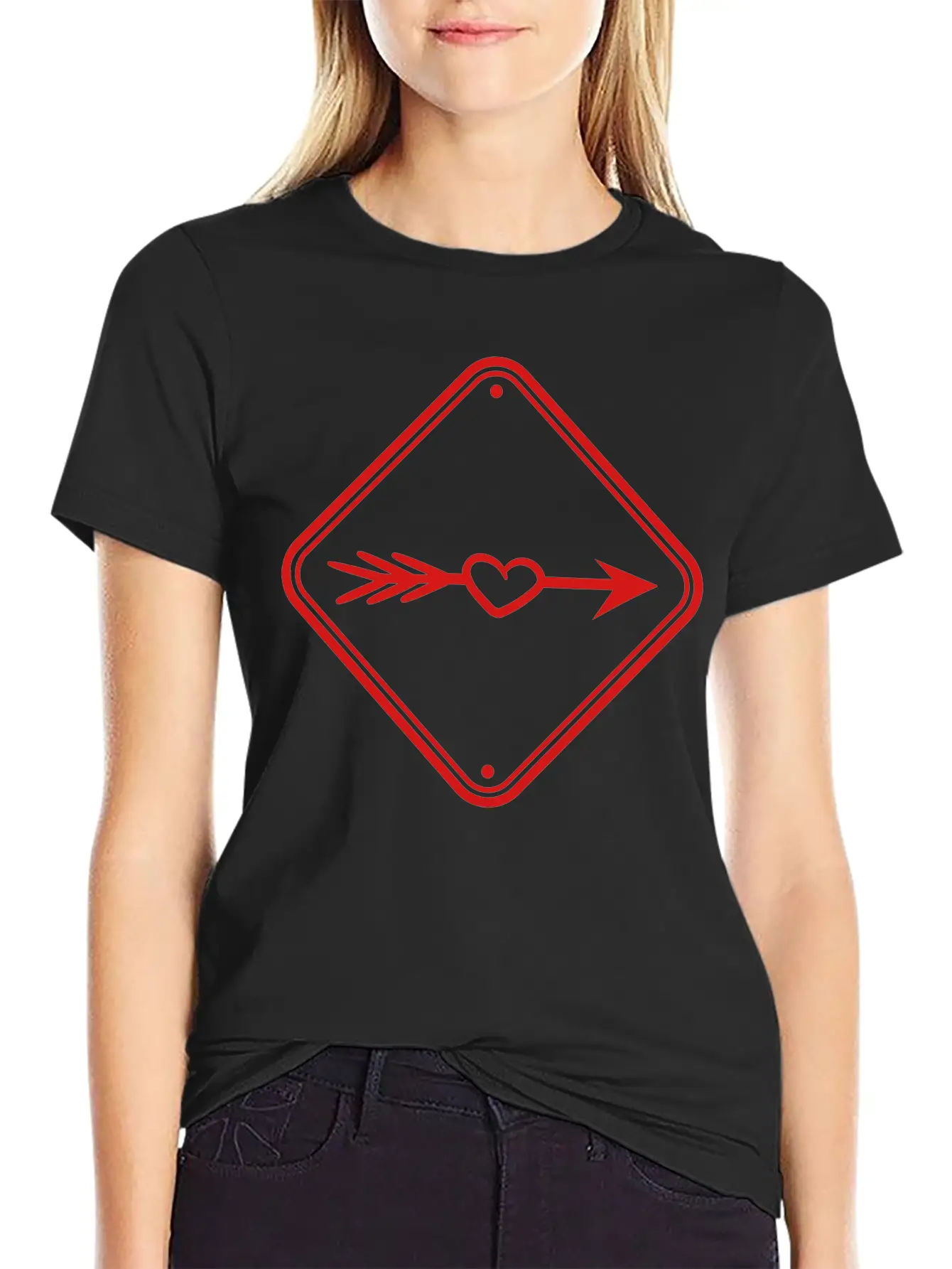 Love Eros Arrow Sign Hint Alert Beware Caution In Timeless Short Sleeve Tee – Comfy And Minimalist Design