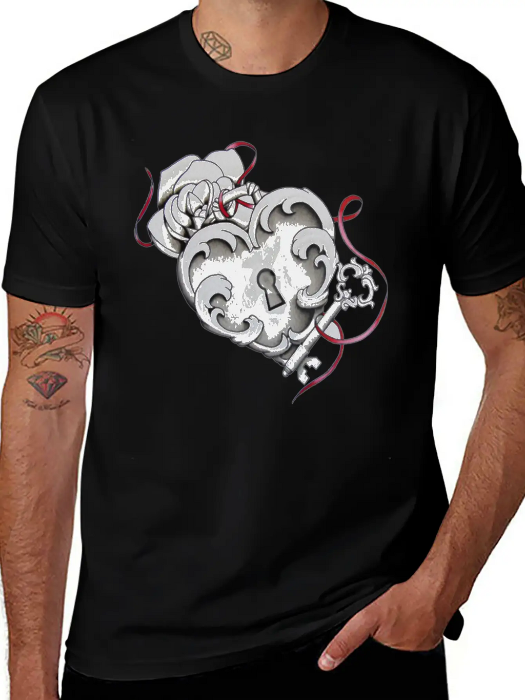 Love Heart Lock And Key Unisex Casual T-Shirt – Clean Design For Daily Comfort