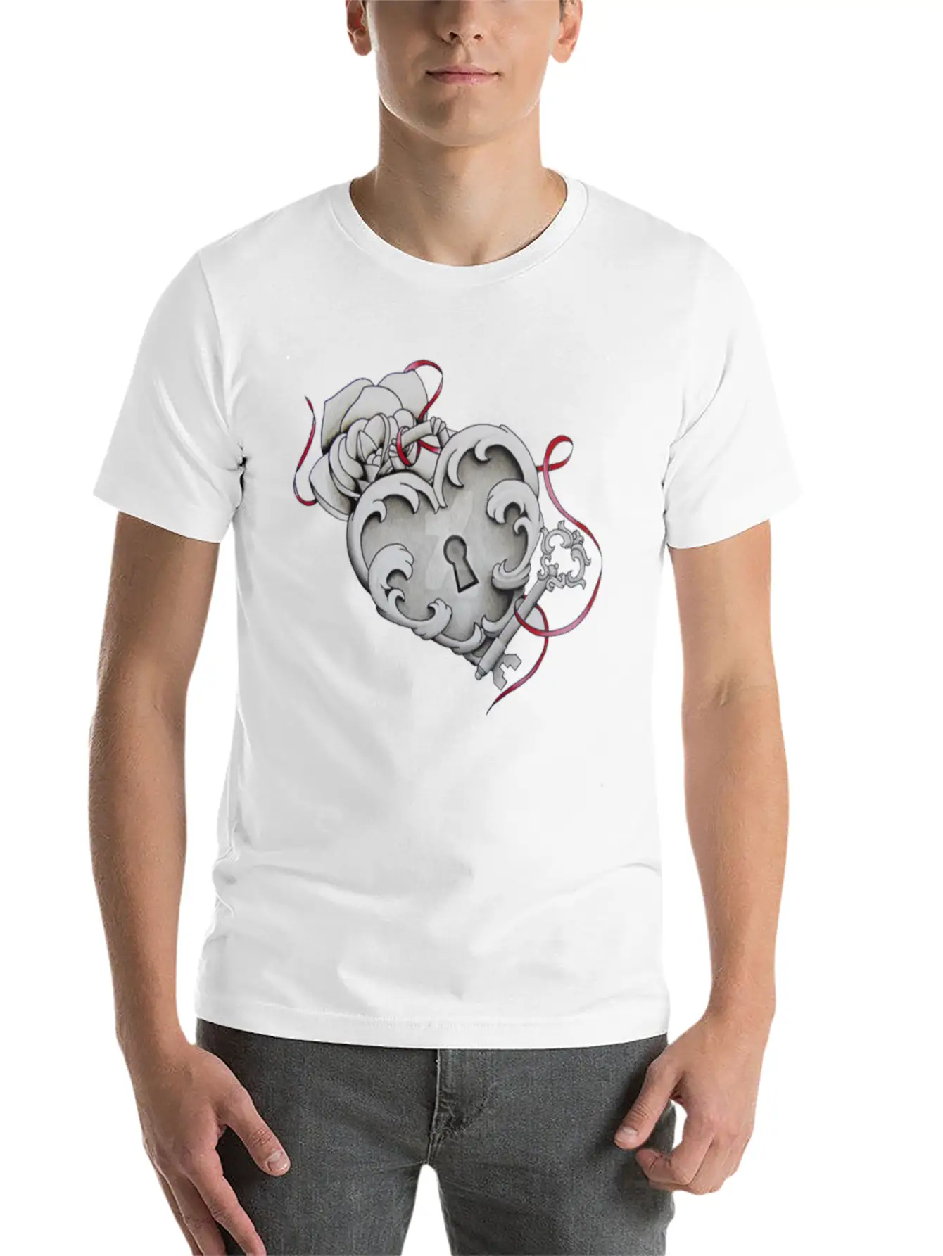 Love Heart Lock And Key Unisex Casual T-Shirt – Clean Design For Daily Comfort