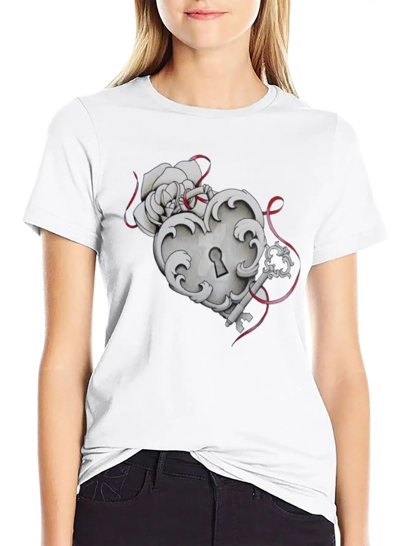 Love Heart Lock And Key Unisex Casual T-Shirt – Clean Design For Daily Comfort