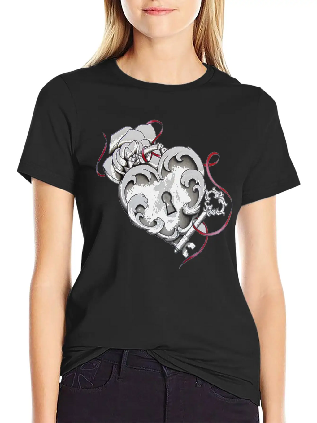 Love Heart Lock And Key Unisex Casual T-Shirt – Clean Design For Daily Comfort