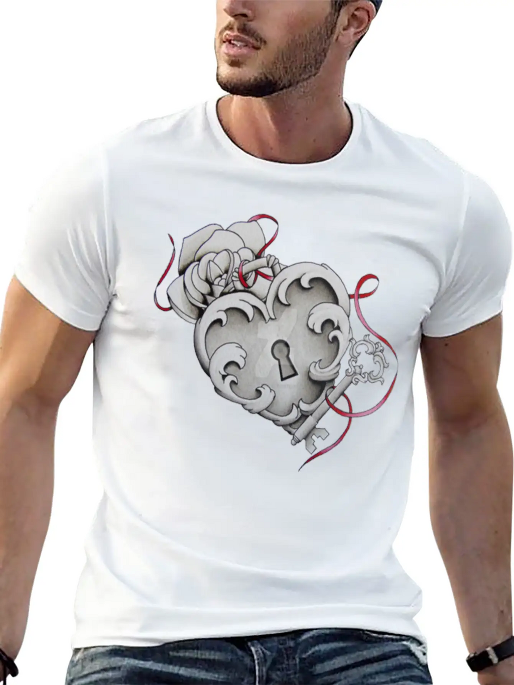 Love Heart Lock And Key Unisex Casual T-Shirt – Clean Design For Daily Comfort