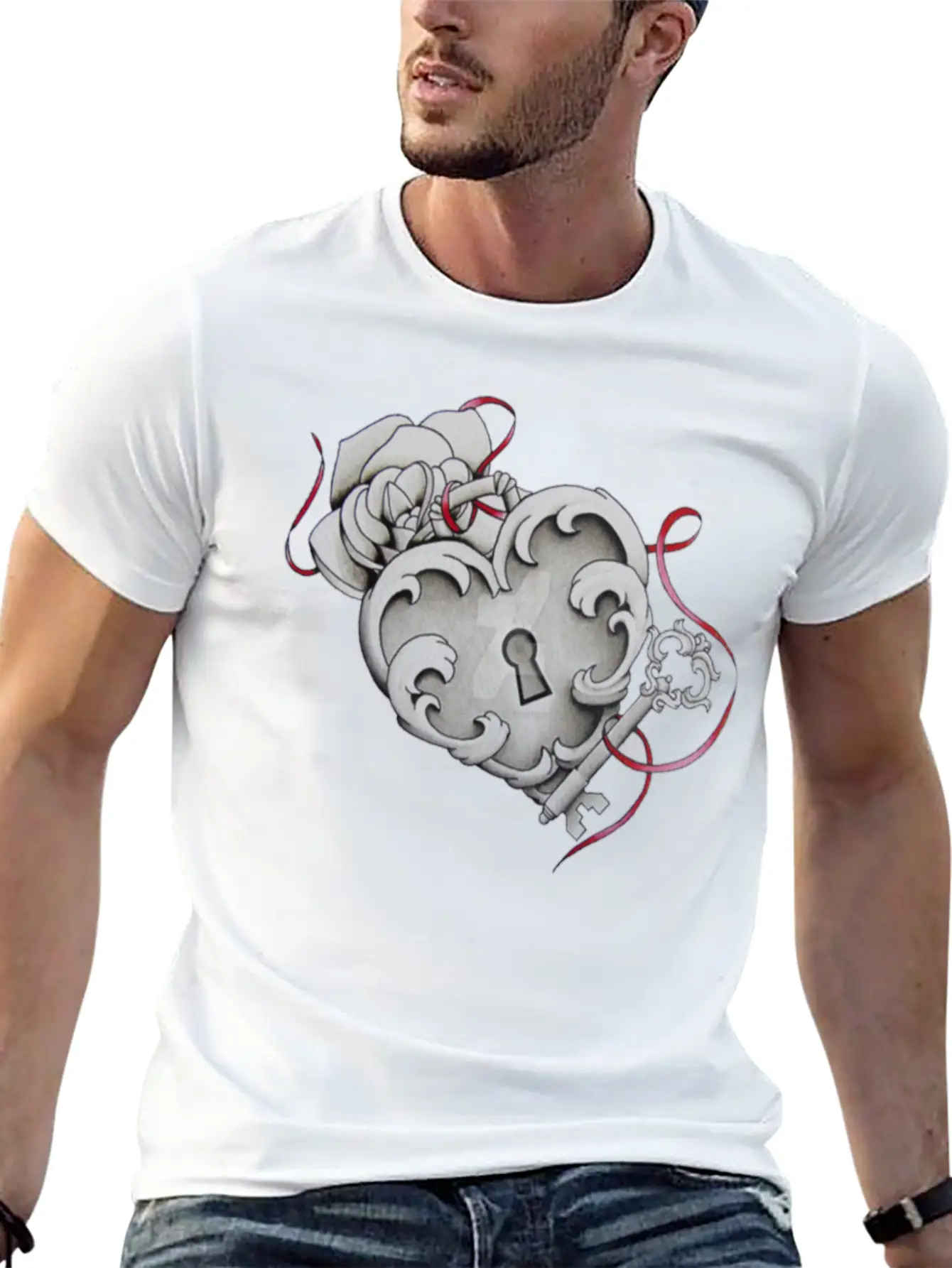 Love Heart Lock And Key Unisex Casual T-Shirt – Clean Design For Daily Comfort