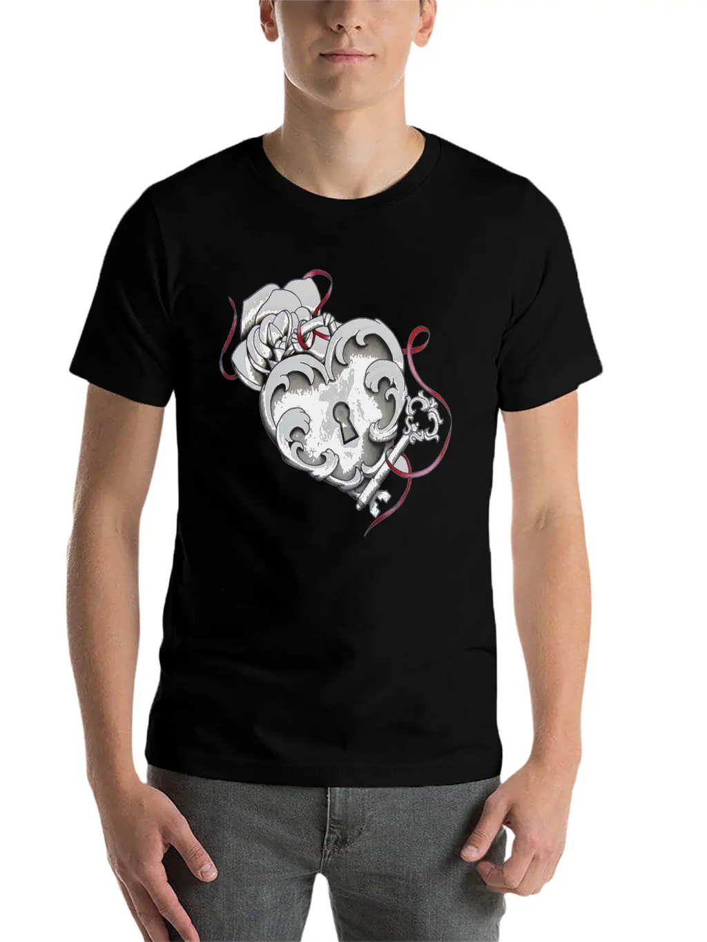Love Heart Lock And Key Unisex Casual T-Shirt – Clean Design For Daily Comfort
