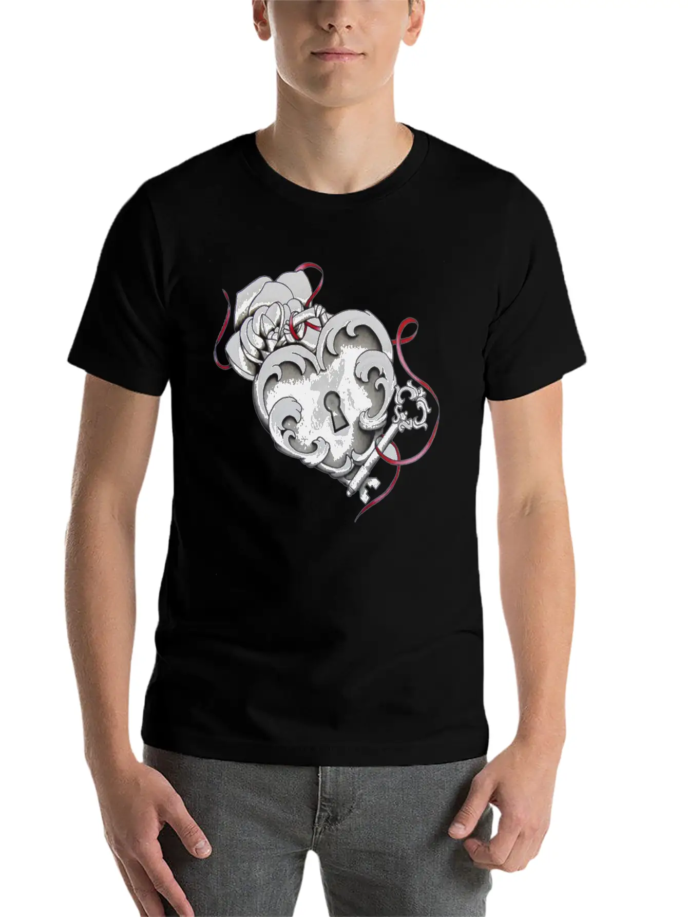 Love Heart Lock And Key Unisex Casual T-Shirt – Clean Design For Daily Comfort