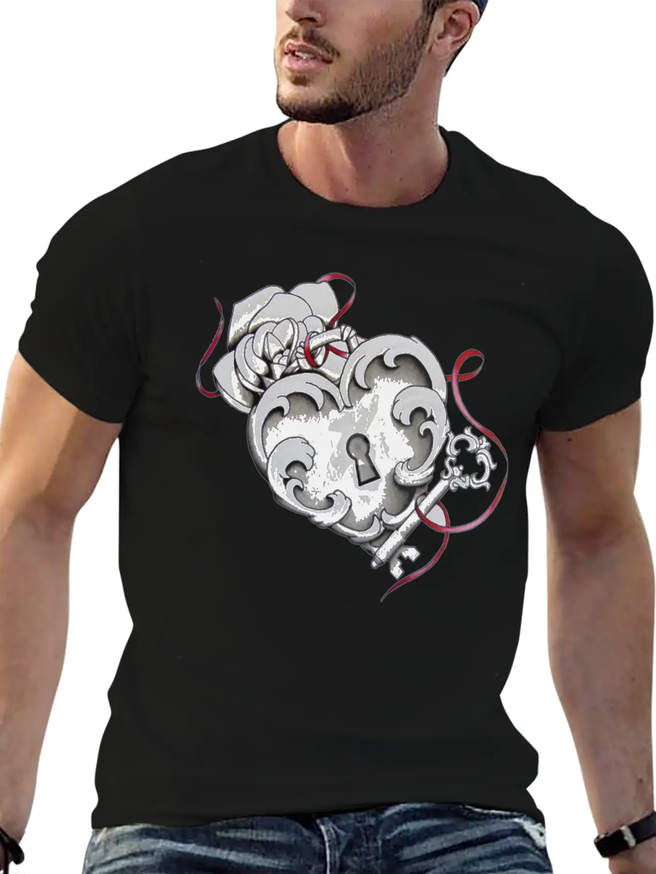 Love Heart Lock And Key Unisex Casual T-Shirt – Clean Design For Daily Comfort