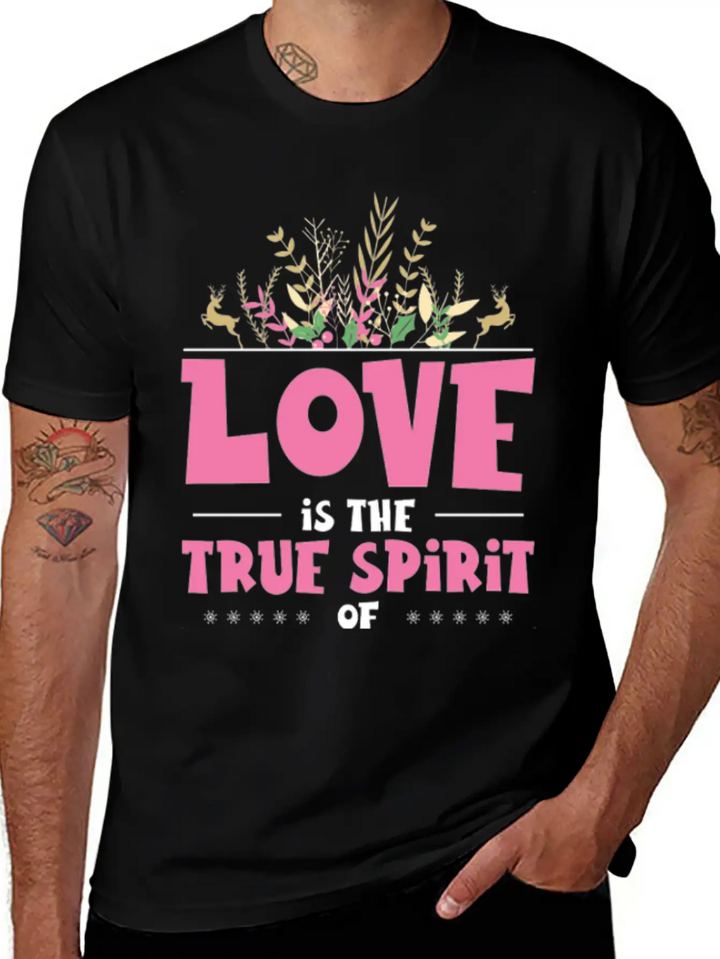 Love Is The True Spirit Of Christmas Breathable Graphic T-Shirt – Perfect For Casual Days