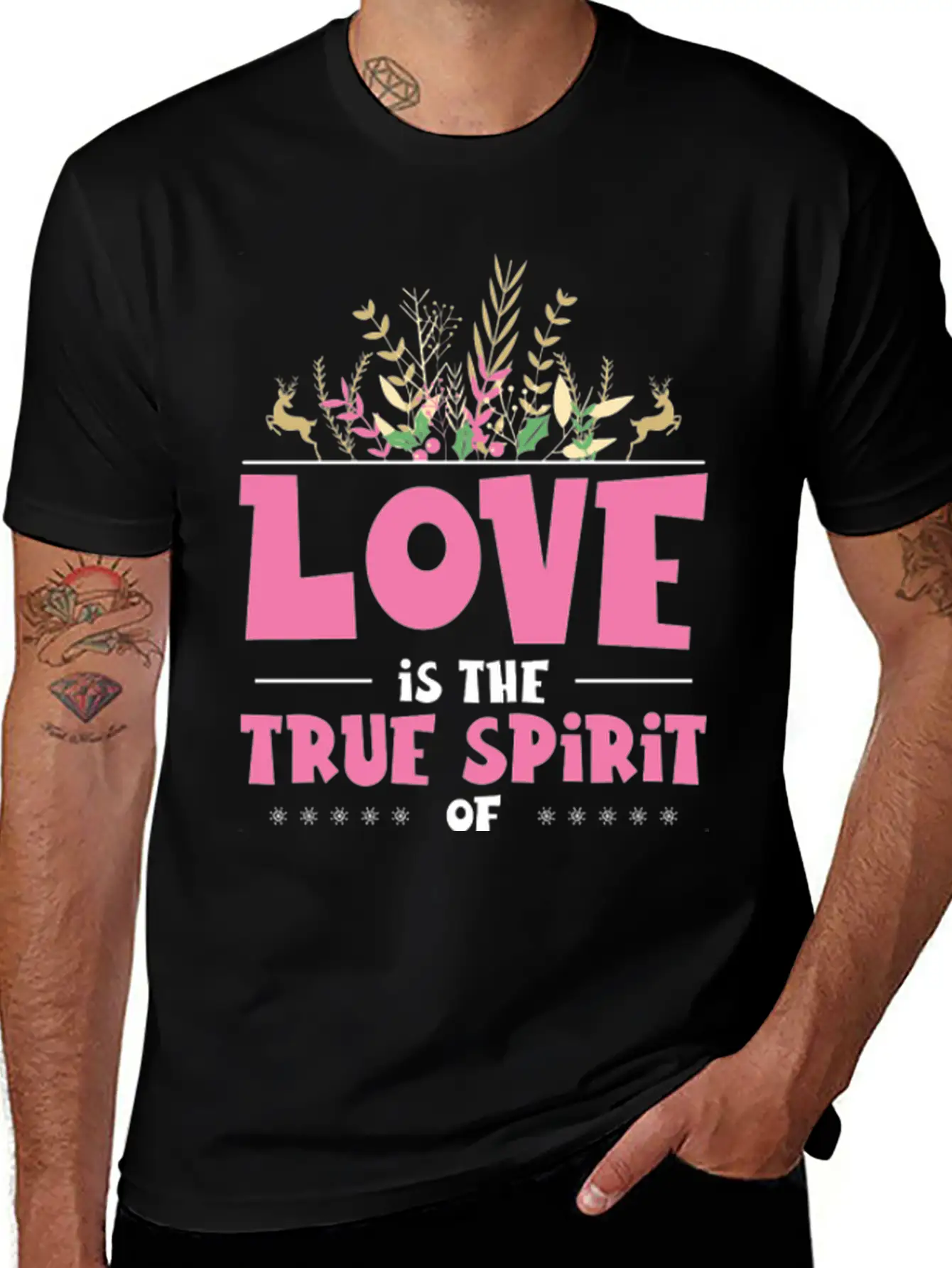 Love Is The True Spirit Of Christmas Breathable Graphic T-Shirt – Perfect For Casual Days