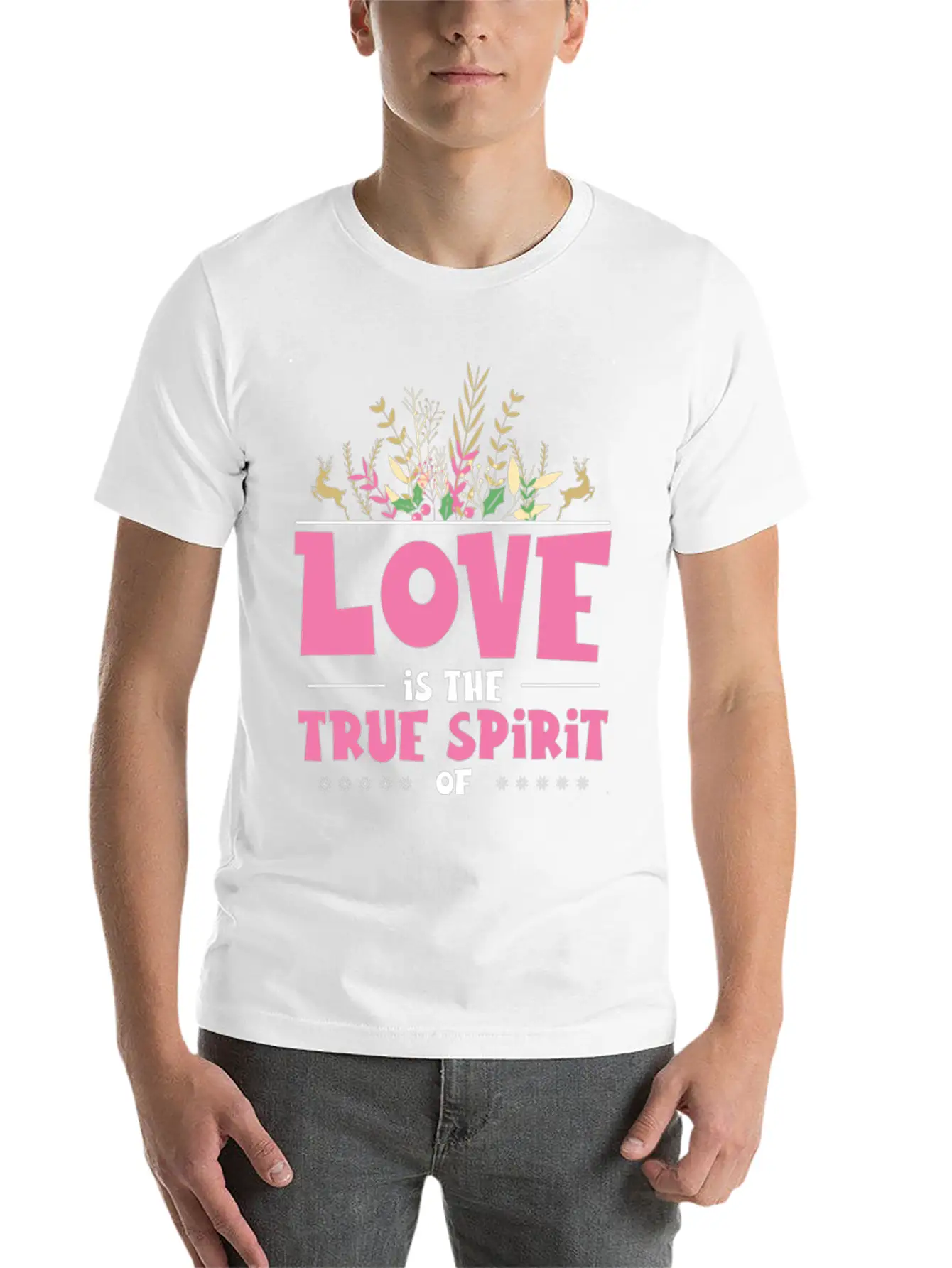 Love Is The True Spirit Of Christmas Breathable Graphic T-Shirt – Perfect For Casual Days