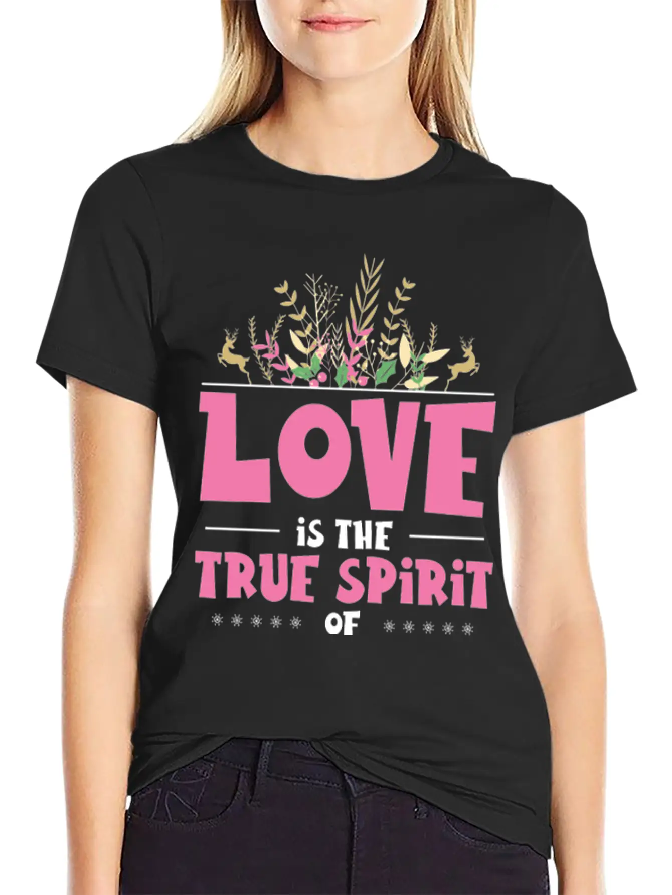 Love Is The True Spirit Of Christmas Breathable Graphic T-Shirt – Perfect For Casual Days