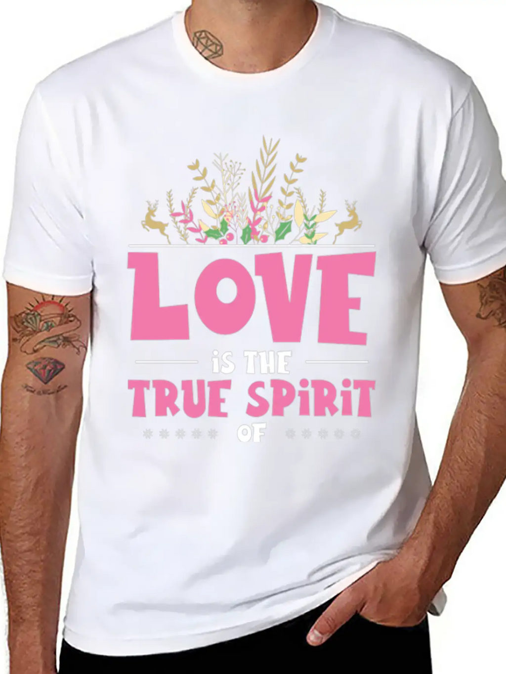 Love Is The True Spirit Of Christmas Breathable Graphic T-Shirt – Perfect For Casual Days