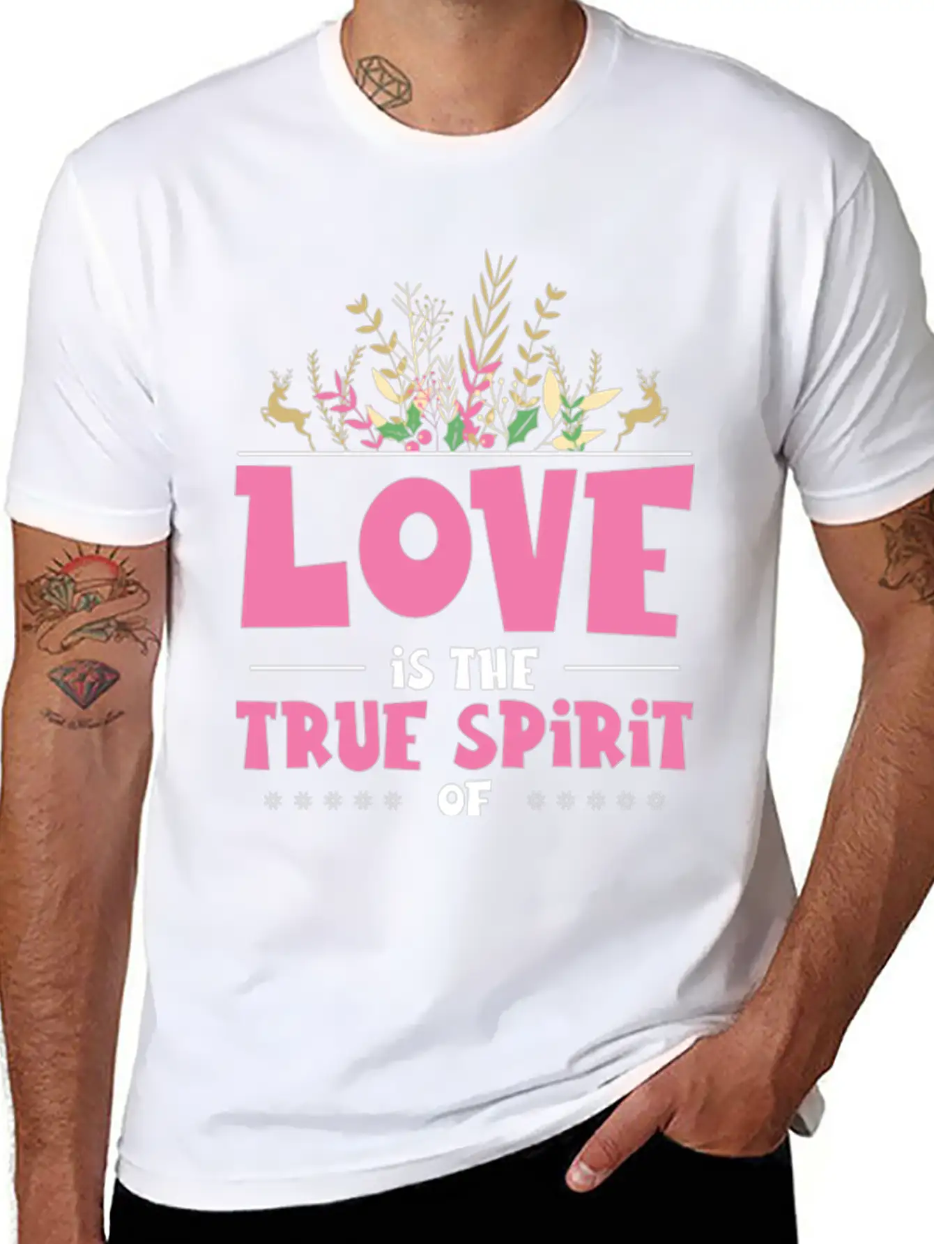 Love Is The True Spirit Of Christmas Breathable Graphic T-Shirt – Perfect For Casual Days