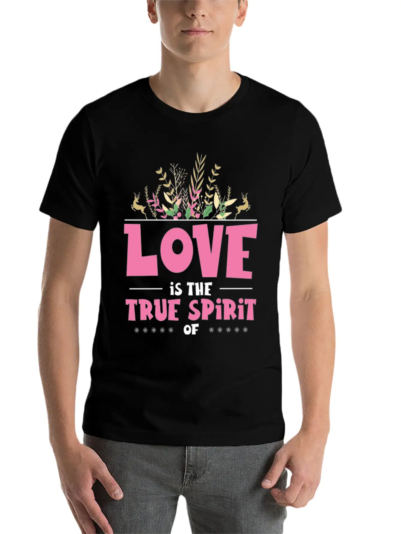 Love Is The True Spirit Of Christmas Breathable Graphic T-Shirt – Perfect For Casual Days