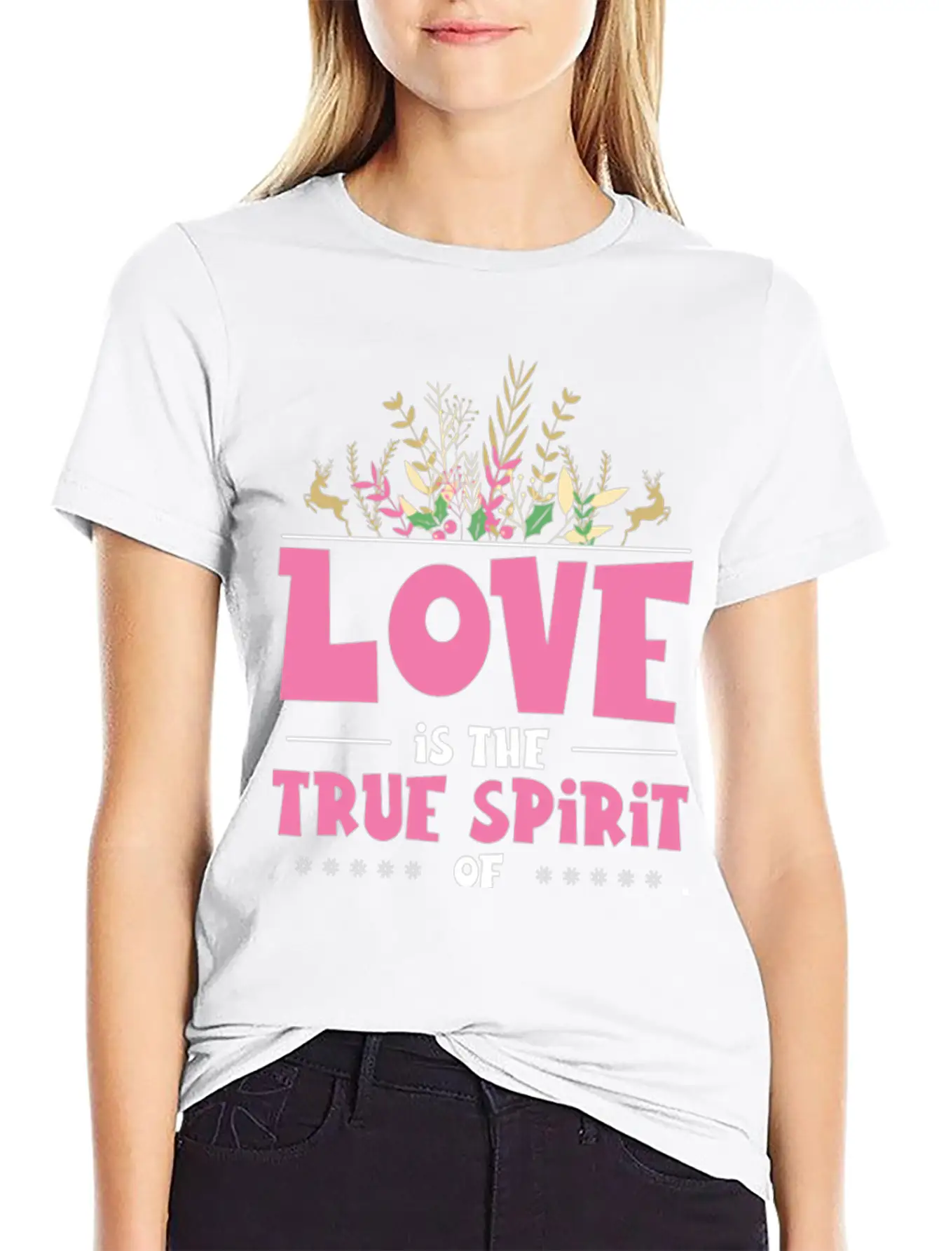 Love Is The True Spirit Of Christmas Breathable Graphic T-Shirt – Perfect For Casual Days