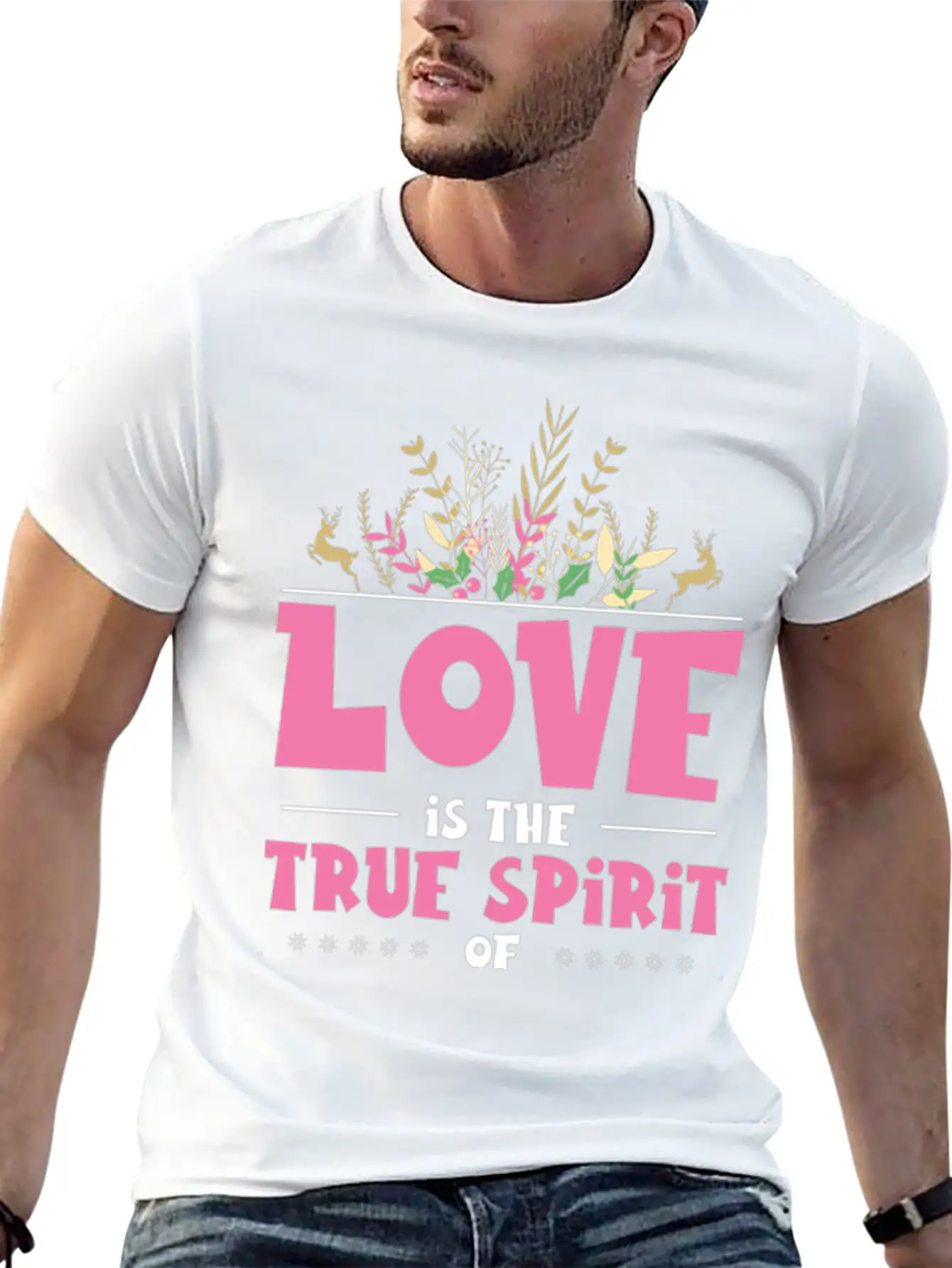 Love Is The True Spirit Of Christmas Breathable Graphic T-Shirt – Perfect For Casual Days