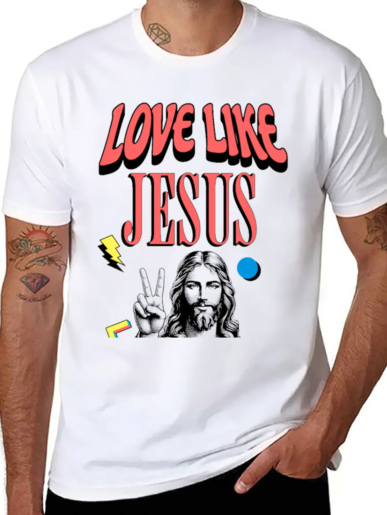 Love Like Jesus Modern Jesus Face Classic Cotton Tee – Unisex Comfort For Any Season