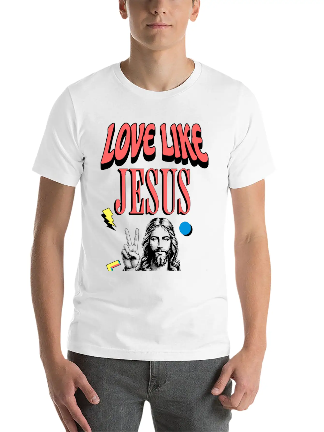 Love Like Jesus Modern Jesus Face Classic Cotton Tee – Unisex Comfort For Any Season