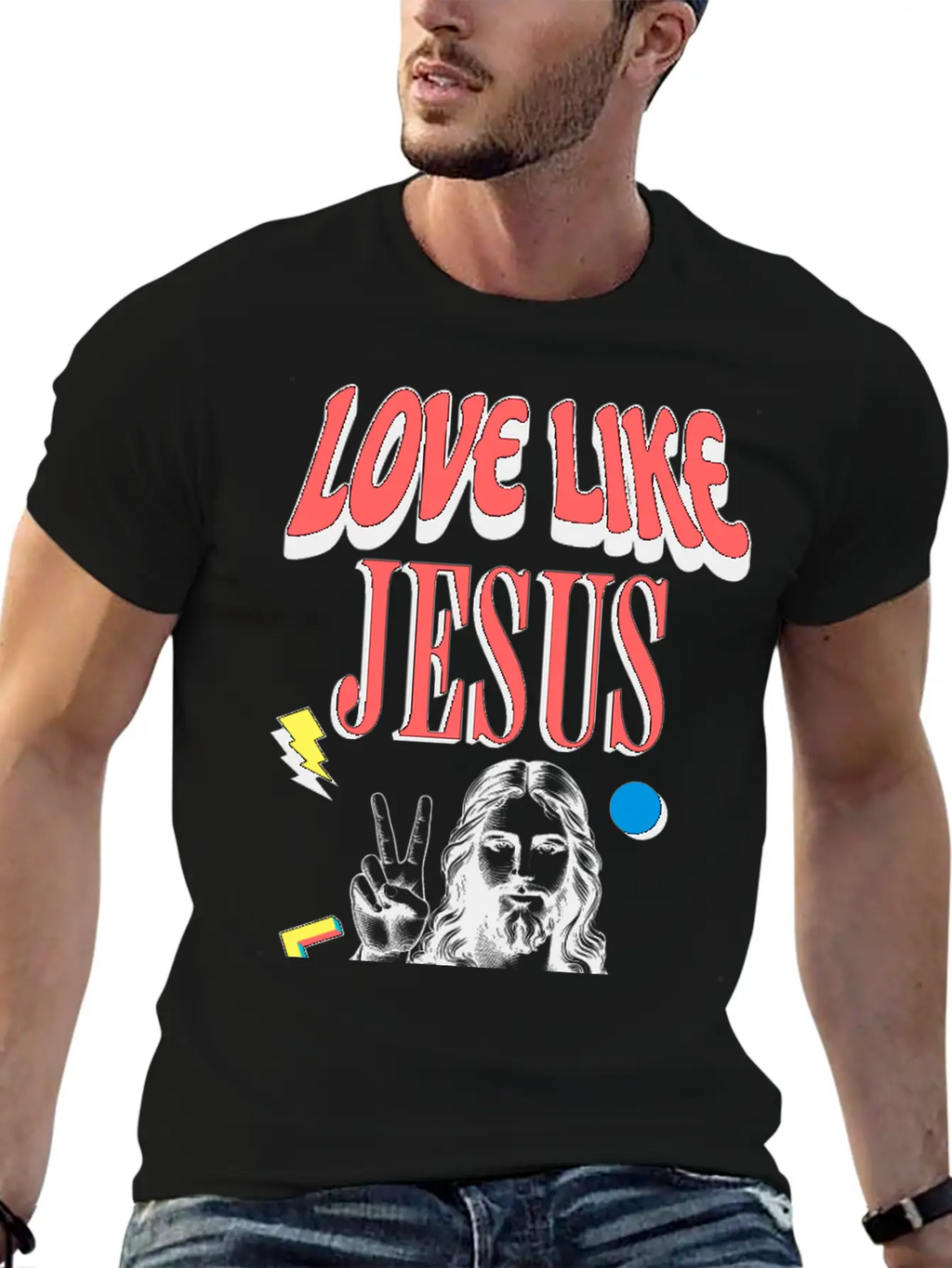 Love Like Jesus Modern Jesus Face Classic Cotton Tee – Unisex Comfort For Any Season