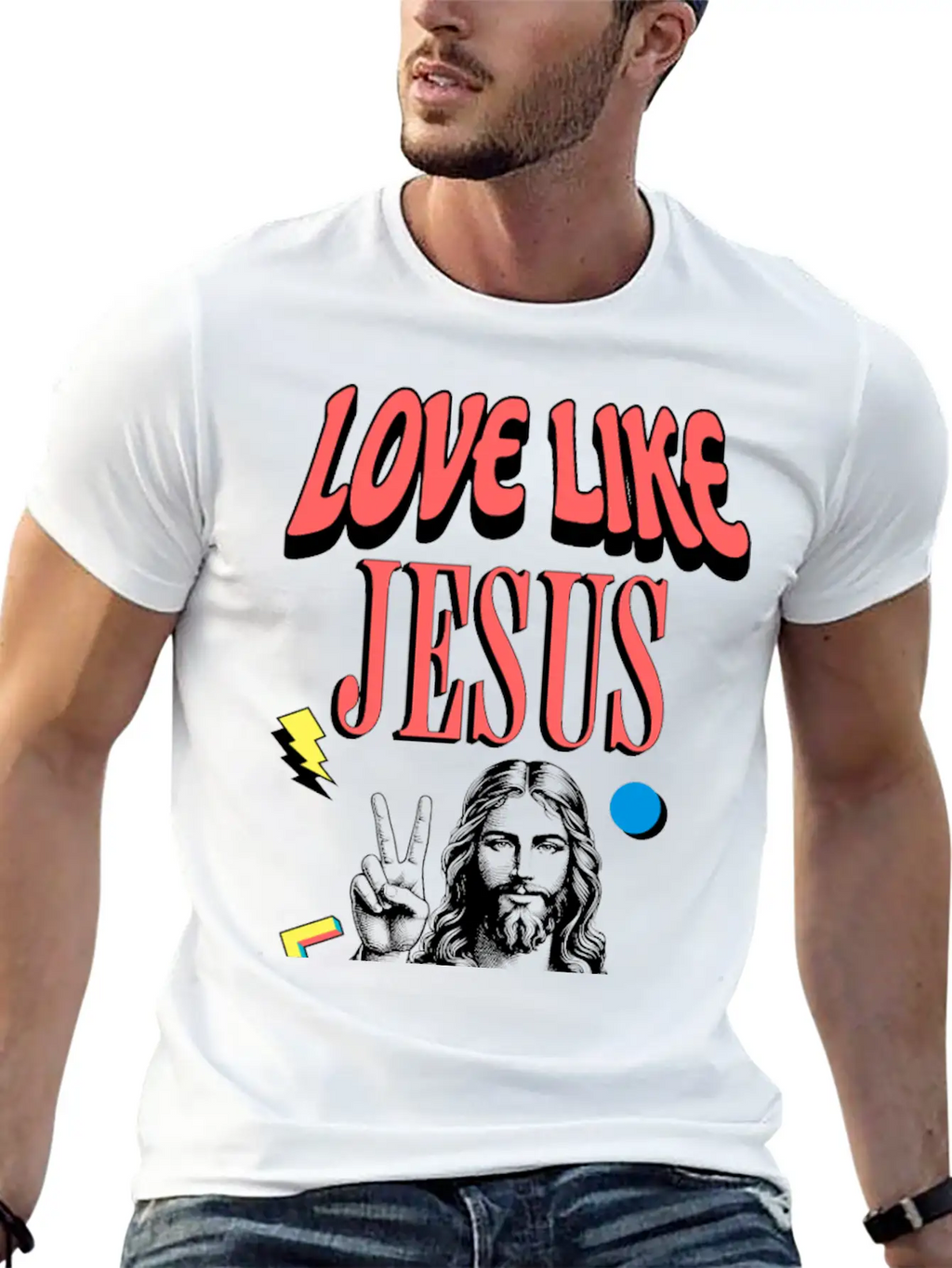 Love Like Jesus Modern Jesus Face Classic Cotton Tee – Unisex Comfort For Any Season